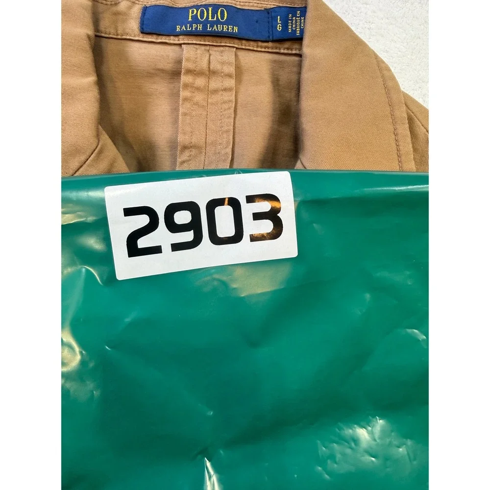 Polo Ralph Lauren Mens Large Khaki Tan Cotton 2 Button Blazer Sport Coat LG - Picture 12 of 12